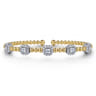 14K White-Yellow Gold Bujukan Bangle With Diamond Stations - 1.45 ct