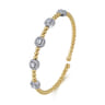 14K White-Yellow Gold Bujukan Bangle With Diamond Stations - 1.45 ct