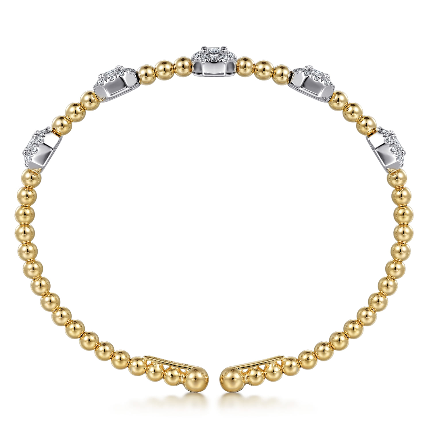 14K White-Yellow Gold Bujukan Bangle With Diamond Stations - 1.45 ct - Shot 3