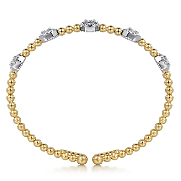 14K White-Yellow Gold Bujukan Bangle With Diamond Stations - 1.45 ct - Shot 3