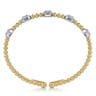 14K White-Yellow Gold Bujukan Bangle With Diamond Stations - 1.45 ct