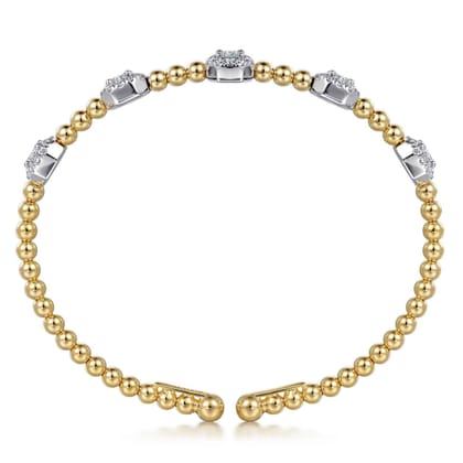 14K White-Yellow Gold Bujukan Bangle with Diamond Stations