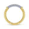14K White-Yellow Gold Bujukan Bead Band with Diamond Pave Center Bar - 0.35 ct