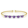 14K White-Yellow Gold Bujukan Bead Cuff Bracelet with Amethyst and Diamond Stations - 0.21 ct
