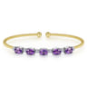 14K White-Yellow Gold Bujukan Bead Cuff Bracelet with Amethyst and Diamond Stations - 0.21 ct