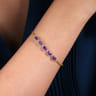 14K White-Yellow Gold Bujukan Bead Cuff Bracelet with Amethyst and Diamond Stations - 0.2 ct