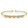14K White-Yellow Gold Bujukan Bead Cuff Bracelet with Citrine and Diamond Stations - 0.21 ct