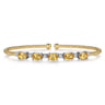 14K White-Yellow Gold Bujukan Bead Cuff Bracelet with Citrine and Diamond Stations - 0.21 ct