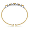 14K White-Yellow Gold Bujukan Bead Cuff Bracelet with Citrine and Diamond Stations - 0.21 ct