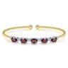 14K White-Yellow Gold Bujukan Bead Cuff Bracelet with Garnet and Diamond Stations - 0.21 ct