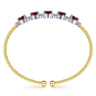14K White-Yellow Gold Bujukan Bead Cuff Bracelet with Garnet and Diamond Stations - 0.21 ct