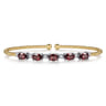 14K White-Yellow Gold Bujukan Bead Cuff Bracelet with Garnet and Diamond Stations - 0.21 ct