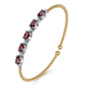 14K White-Yellow Gold Bujukan Bead Cuff Bracelet with Garnet and Diamond Stations - 0.21 ct