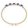 14K White-Yellow Gold Bujukan Bead Cuff Bracelet with Garnet and Diamond Stations - 0.21 ct