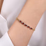 14K White-Yellow Gold Bujukan Bead Cuff Bracelet with Garnet and Diamond Stations - 0.21 ct