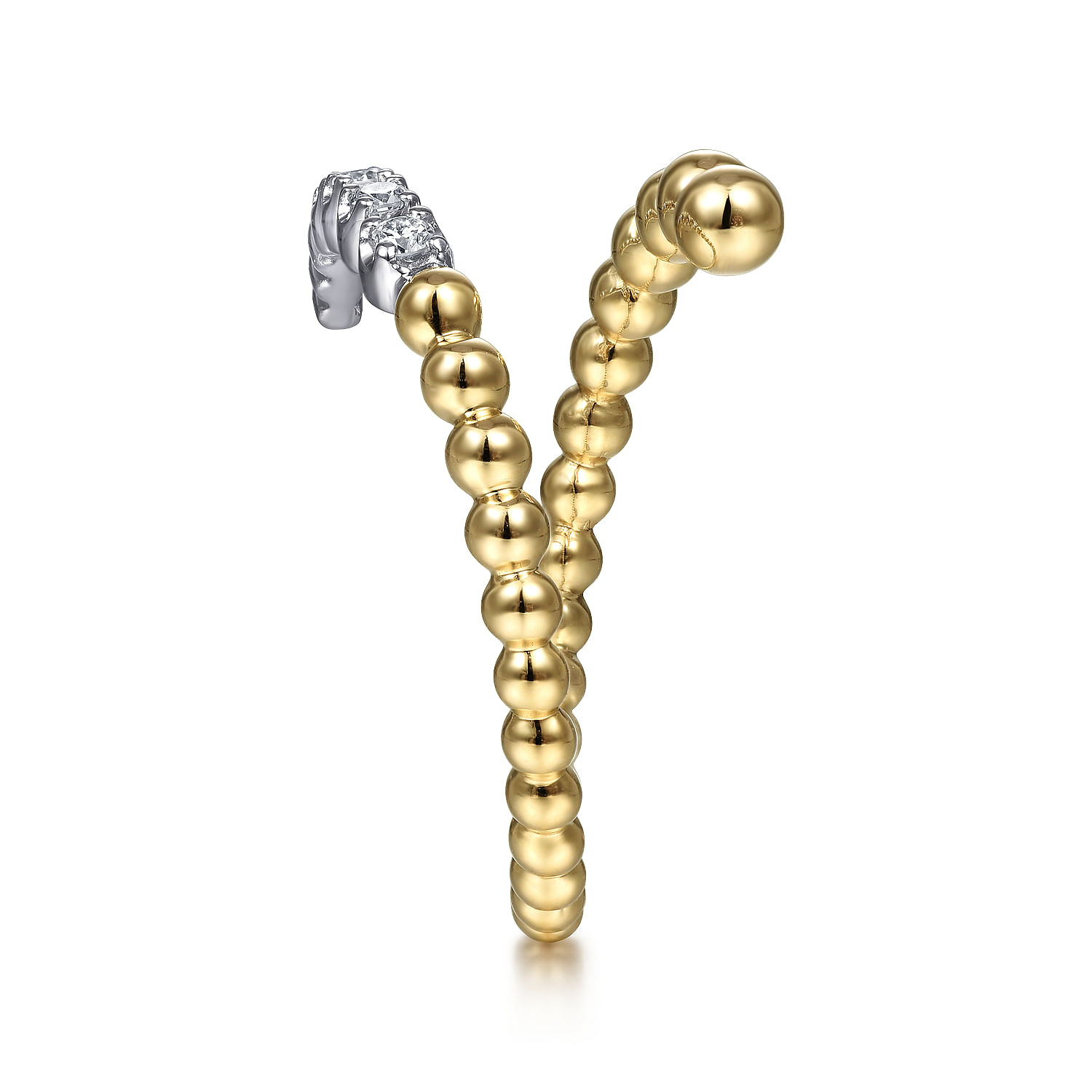 14K White-Yellow Gold Bujukan Bead and Diamond Wrap Ring - 0.1 ct - Shot 4