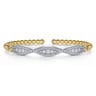 14K White  Yellow Gold Bujukan Beaded Diamond Cuff Bangle Bracelet - 1.25 ct