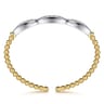 14K White  Yellow Gold Bujukan Beaded Diamond Cuff Bangle Bracelet - 1.25 ct