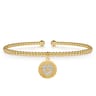 14K White  Yellow Gold Bujukan Beaded Diamond Heart Cuff Bangle Bracelet - 0.07 ct