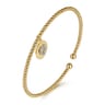 14K White  Yellow Gold Bujukan Beaded Diamond Heart Cuff Bangle Bracelet - 0.07 ct