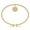 14K White  Yellow Gold Bujukan Beaded Diamond Heart Cuff Bangle Bracelet - 0.07 ct