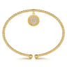 14K White  Yellow Gold Bujukan Beaded Diamond Heart Cuff Bangle Bracelet - 0.07 ct