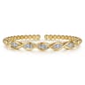 14K White  Yellow Gold Bujukan Beaded Diamond Marquise Cuff Bangle Bracelet - 0.5 ct