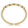 14K White  Yellow Gold Bujukan Beaded Diamond Marquise Cuff Bangle Bracelet - 0.5 ct