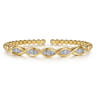14K White  Yellow Gold Bujukan Beaded Diamond Marquise Cuff Bangle Bracelet - 0.5 ct