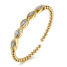 14K White  Yellow Gold Bujukan Beaded Diamond Marquise Cuff Bangle Bracelet - 0.5 ct