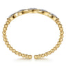 14K White  Yellow Gold Bujukan Beaded Diamond Marquise Cuff Bangle Bracelet - 0.5 ct