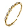 14K White  Yellow Gold Bujukan Beaded Diamond Marquise Cuff Bangle Bracelet - 0.5 ct