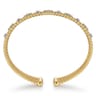 14K White  Yellow Gold Bujukan Beaded Diamond and Blue Topaz Flower Cuff Bangle Bracelet - 0.15 ct