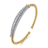 14K White Yellow Gold Bujukan Beaded Graduating Diamond Bar Cuff Bangle Bracelet - 1.1 ct