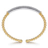 14K White Yellow Gold Bujukan Beaded Graduating Diamond Bar Cuff Bangle Bracelet - 1.1 ct