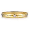 14K White Yellow Gold Bujukan Beaded and Diamond Clover Closed Bangle Bracelet - 0.35 ct
