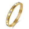 14K White Yellow Gold Bujukan Beaded and Diamond Clover Closed Bangle Bracelet - 0.35 ct