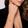 14K White Yellow Gold Bujukan Beaded and Diamond Clover Closed Bangle Bracelet - 0.35 ct