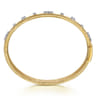 14K White Yellow Gold Bujukan Beaded and Diamond Clover Closed Bangle Bracelet - 0.35 ct
