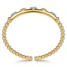 14K White  Yellow Gold Bujukan Beaded and Diamond Clover Cuff Bangle Bracelet - 0.22 ct