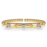 14K White  Yellow Gold Bujukan Beaded and Diamond Clover Cuff Bangle Bracelet - 0.22 ct