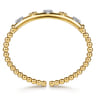 14K White  Yellow Gold Bujukan Beaded and Diamond Clover Cuff Bangle Bracelet - 0.22 ct