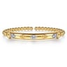 14K White  Yellow Gold Bujukan Beaded and Diamond Clover Cuff Bangle Bracelet - 0.22 ct