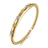 14K White  Yellow Gold Bujukan Beaded and Diamond Clover Cuff Bangle Bracelet - 0.22 ct