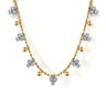 14K White  Yellow Gold Bujukan Beads and Diamond Droplet Necklace - 0.5 ct