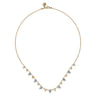 14K White  Yellow Gold Bujukan Beads and Diamond Droplet Necklace - 0.5 ct