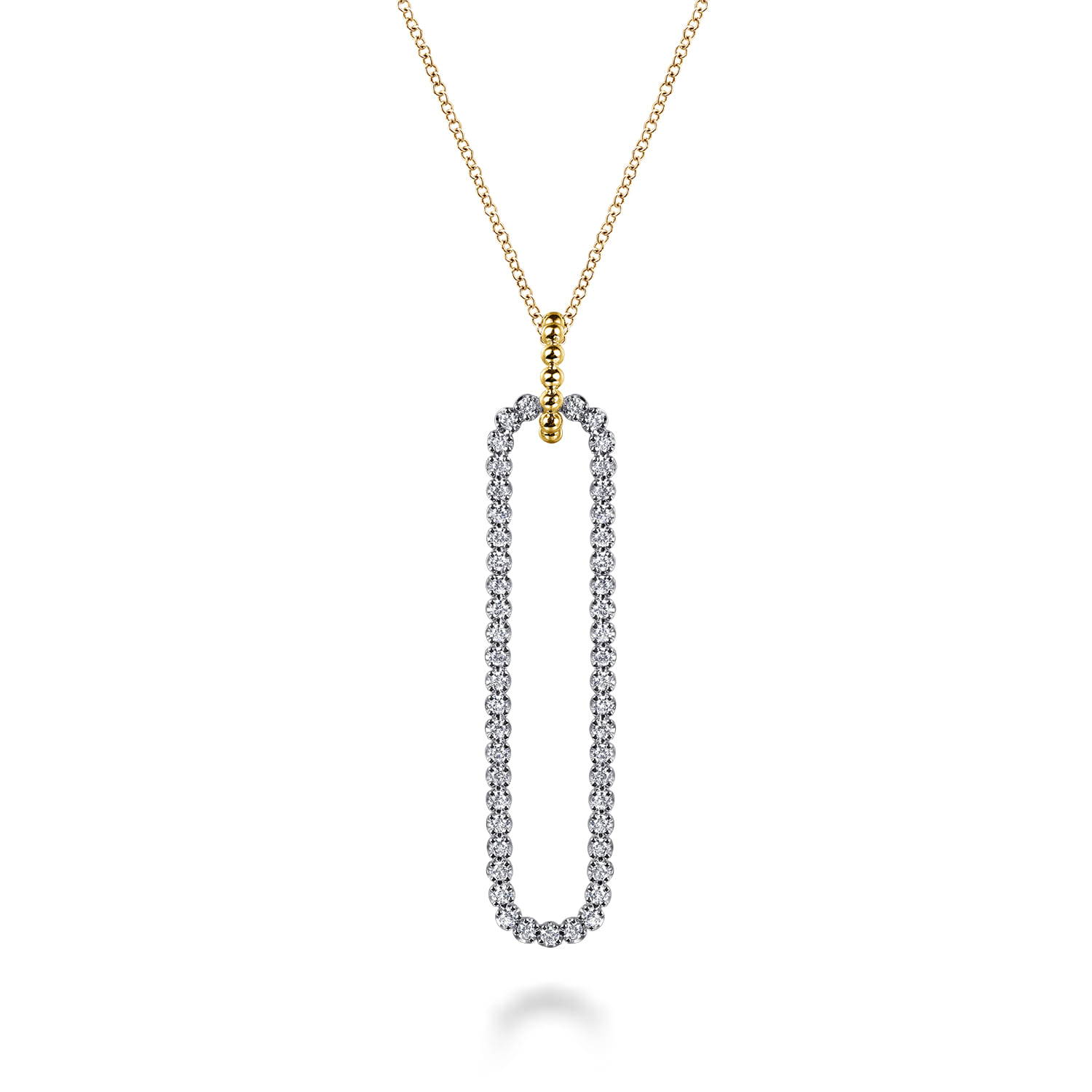 14K White  Yellow Gold Bujukan Beads and Diamond Pendant Necklace - 0.75 ct - Shot 1