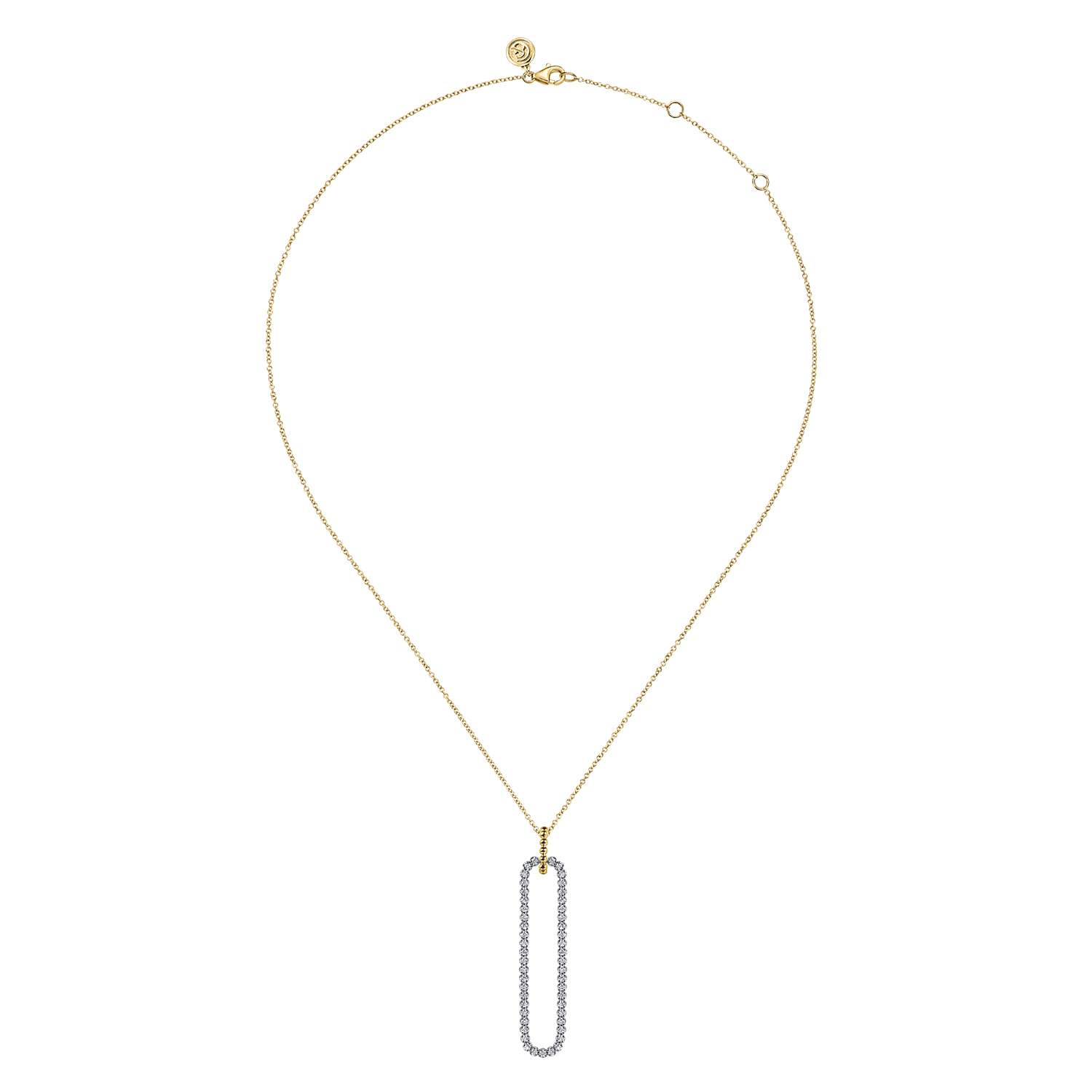 14K White  Yellow Gold Bujukan Beads and Diamond Pendant Necklace - 0.75 ct - Shot 2