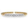 14K White Yellow Gold Bujukan Beads and Diamond Split Bangle Bracelet - 1.6 ct