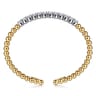 14K White Yellow Gold Bujukan Beads and Diamond Split Bangle Bracelet - 1.6 ct
